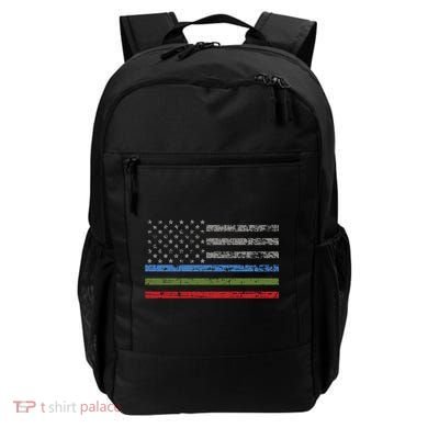 Thin Blue Green Red Line American Flag Support Cute Gift Backpack