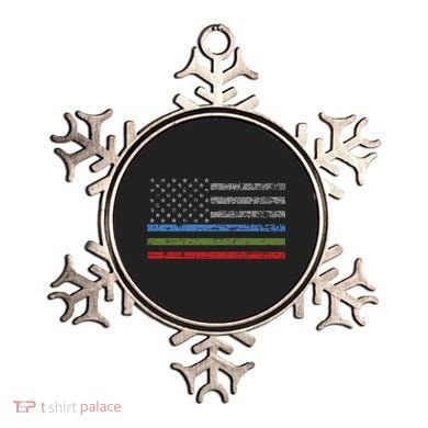 Thin Blue Green Red Line American Flag Support Cute Gift Ornament