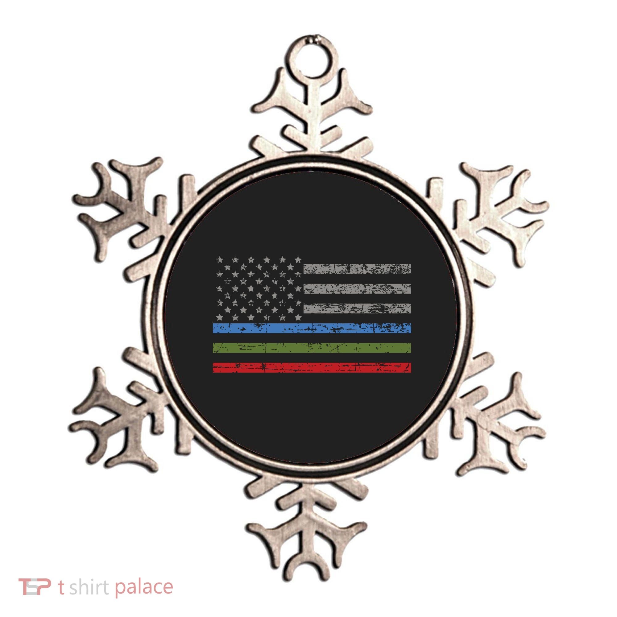 Thin Blue Green Red Line American Flag Support Cute Gift Ornament