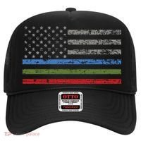 Thin Blue Green Red Line American Flag Support Cute Gift Hat thumb 0