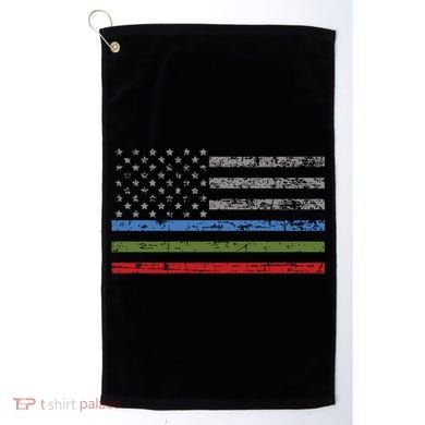 Thin Blue Green Red Line American Flag Support Cute Gift Golf Towel