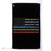 Thin Blue Green Red Line American Flag Support Cute Gift Golf Towel thumb 0