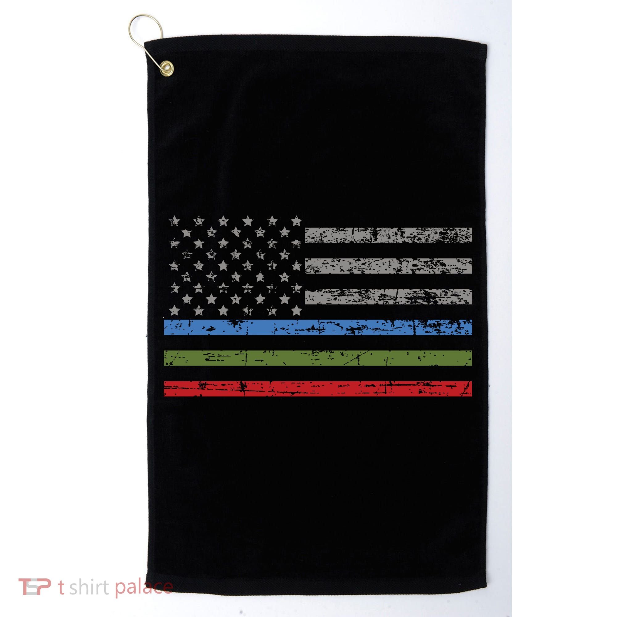 Thin Blue Green Red Line American Flag Support Cute Gift Golf Towel