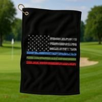 Thin Blue Green Red Line American Flag Support Cute Gift Golf Towel thumb 1