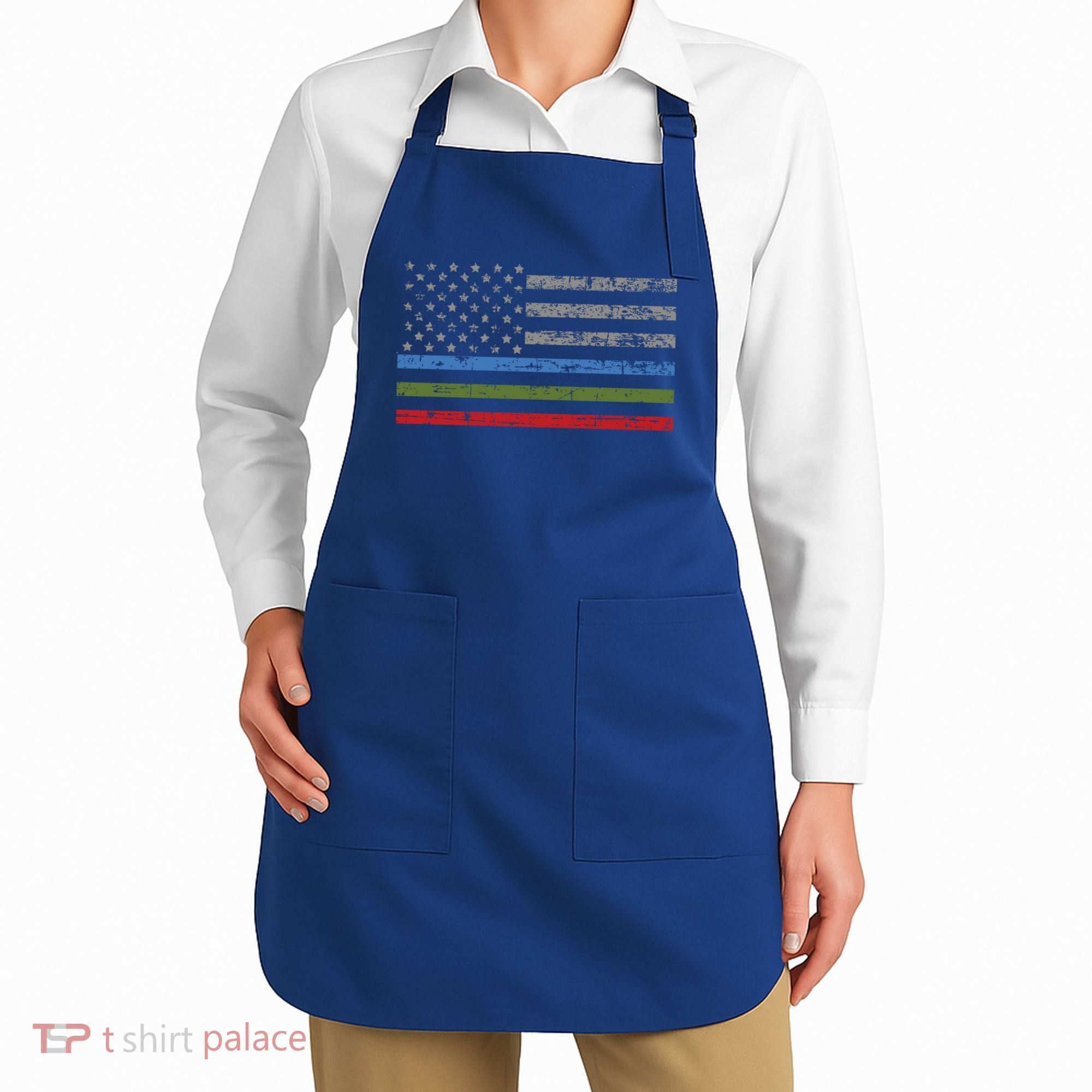 Thin Blue Green Red Line American Flag Support Cute Gift Apron