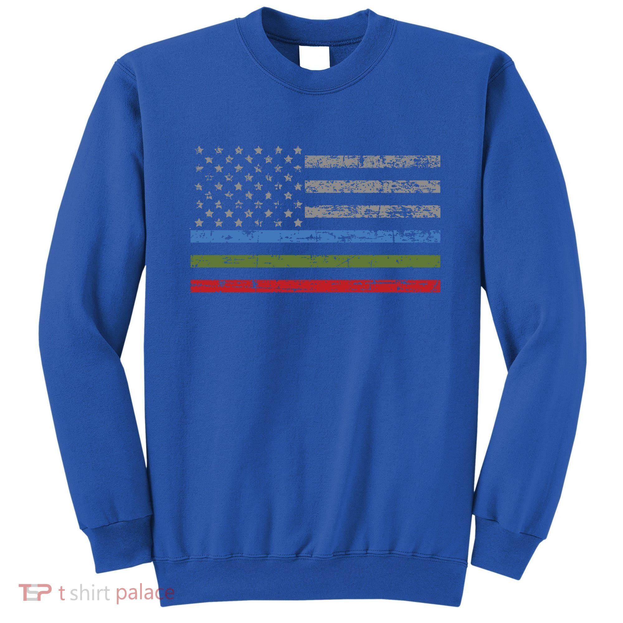 Thin Blue Green Red Line American Flag Support Cute Gift Sweatshirt