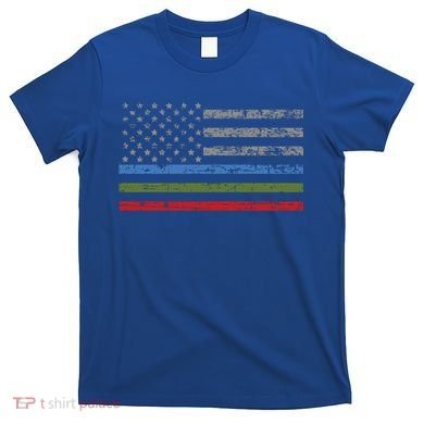 Thin Blue Green Red Line American Flag Support Cute Gift T-Shirt