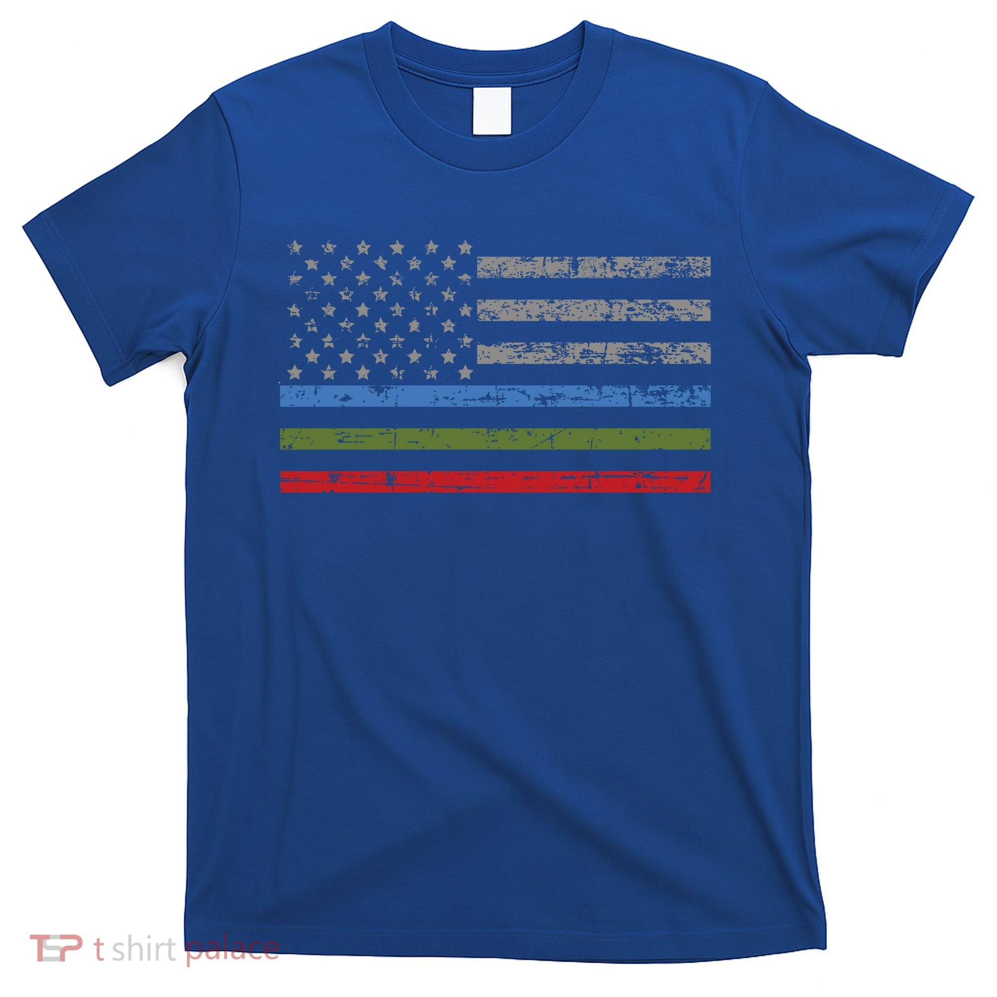 Thin Blue Green Red Line American Flag Support Cute Gift T-Shirt