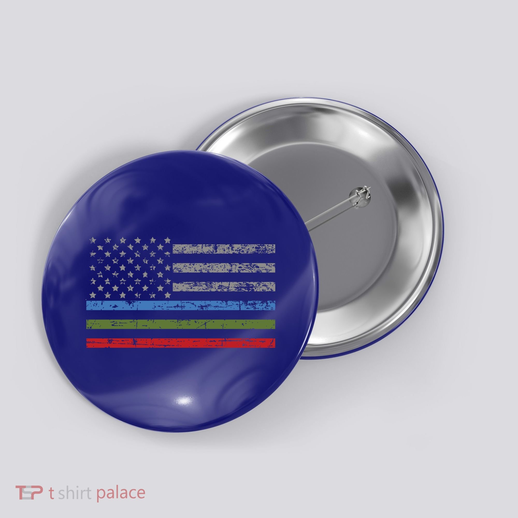 Thin Blue Green Red Line American Flag Support Cute Gift Button