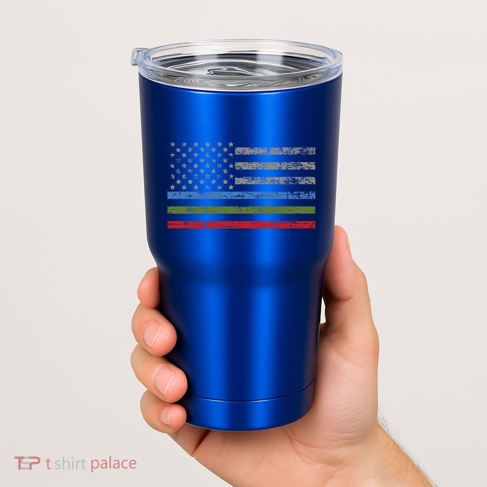 Thin Blue Green Red Line American Flag Support Cute Gift Tumbler
