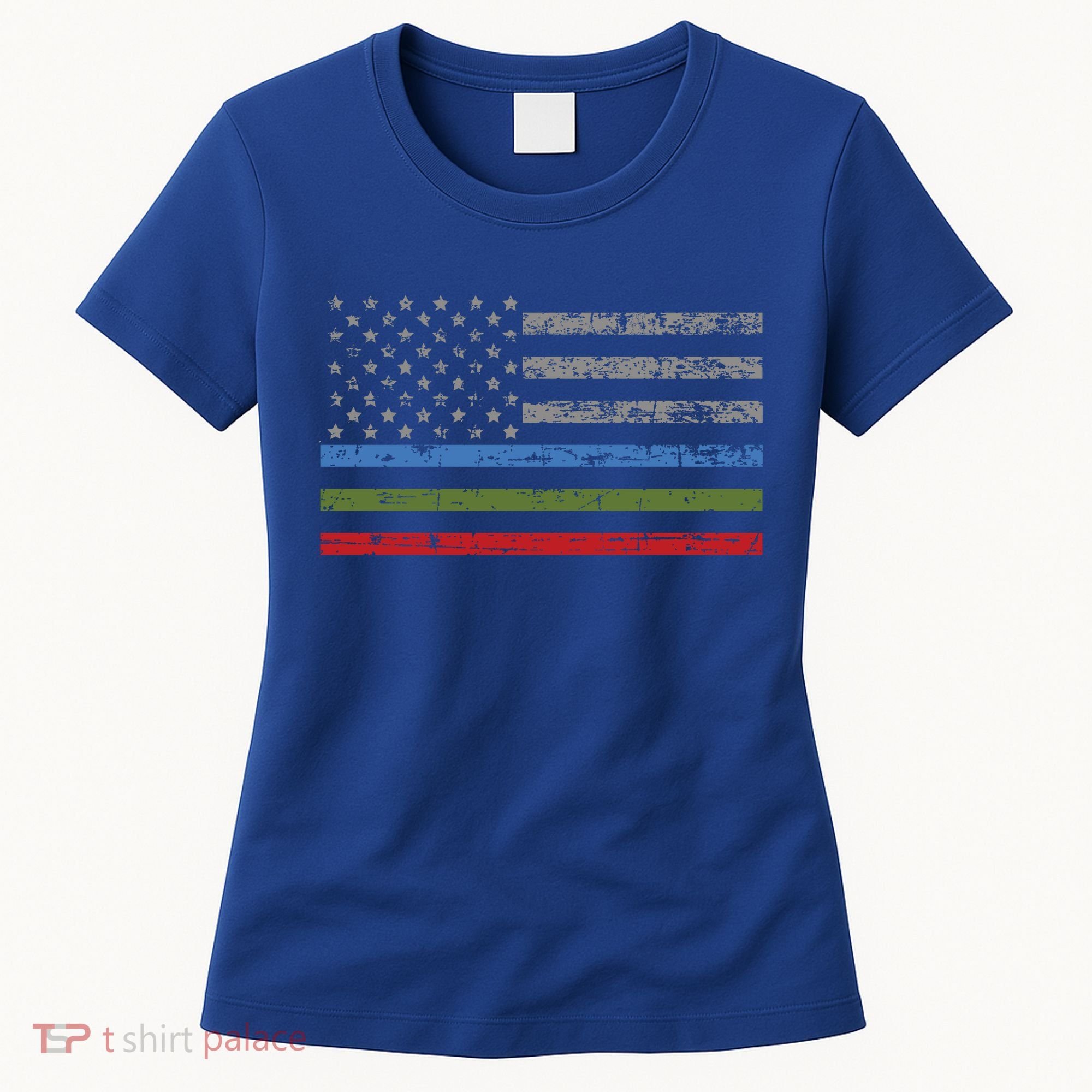 Thin Blue Green Red Line American Flag Support Cute Gift Women's T-Shirt