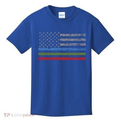 Thin Blue Green Red Line American Flag Support Cute Gift Kids T-Shirt