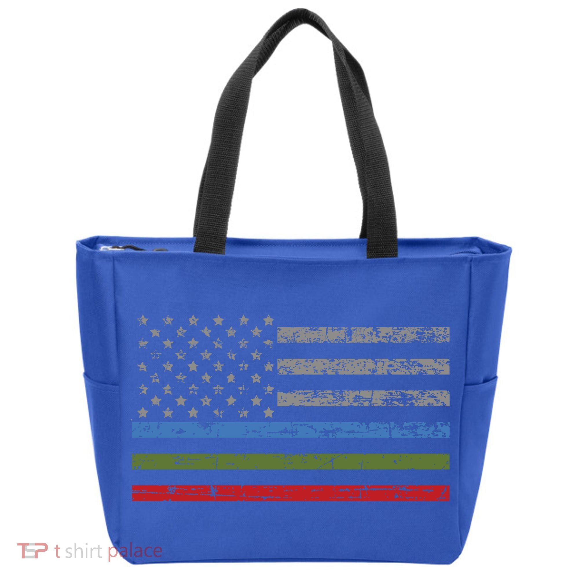 Thin Blue Green Red Line American Flag Support Cute Gift Tote Bag