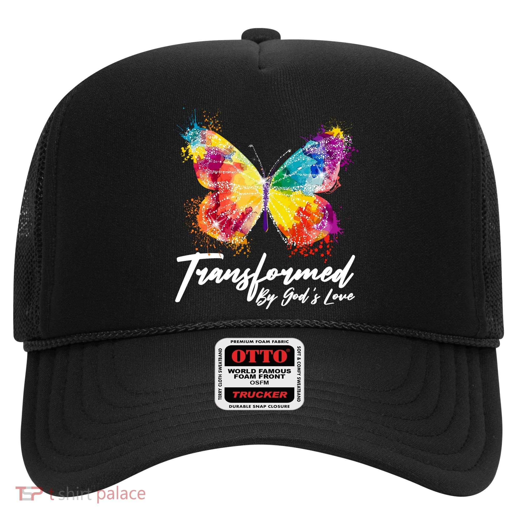 Transformed By Gods Love Painted Butterfly Hat