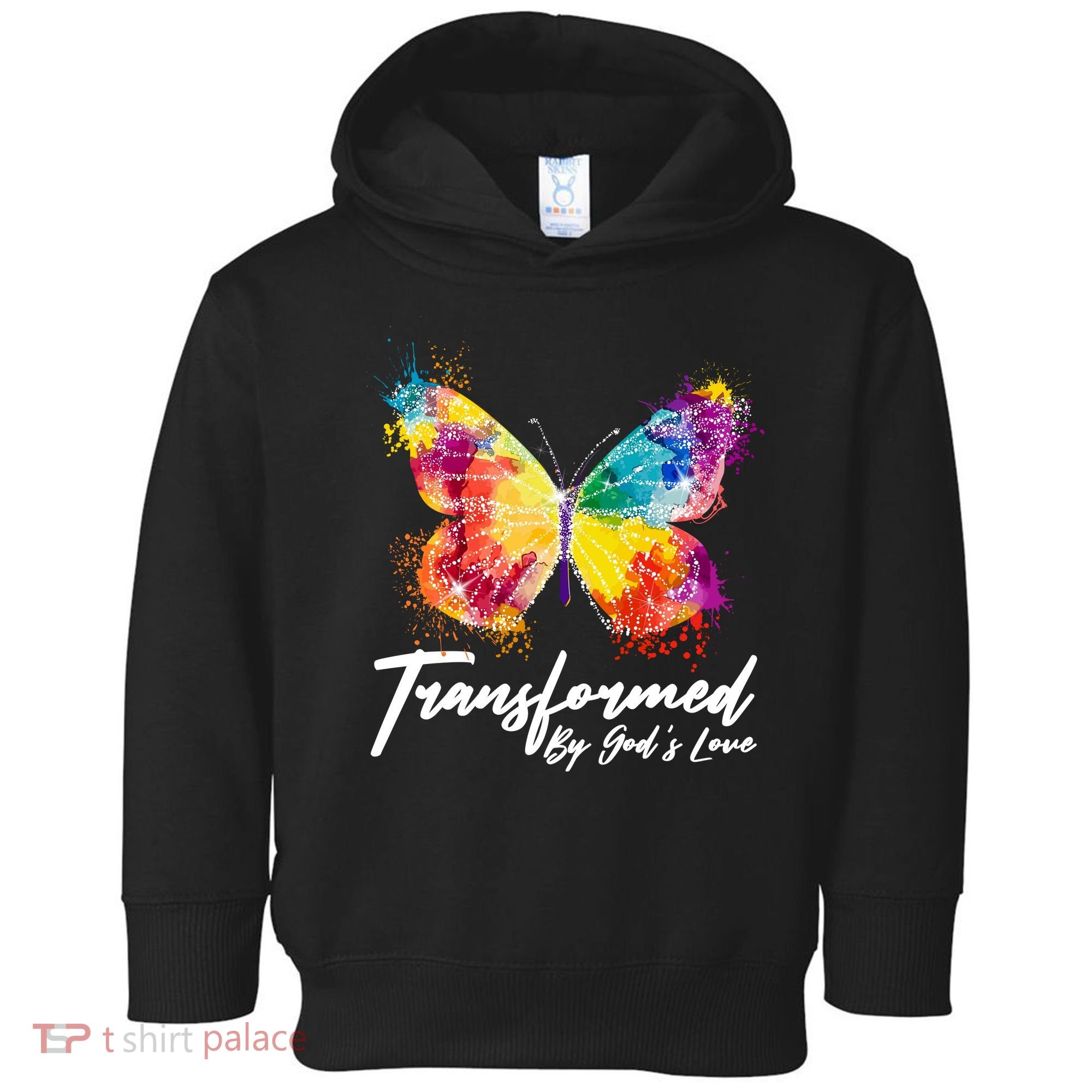 Transformed By Gods Love Painted Butterfly Toddler Hoodie