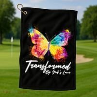Transformed By Gods Love Painted Butterfly Golf Towel thumb 1