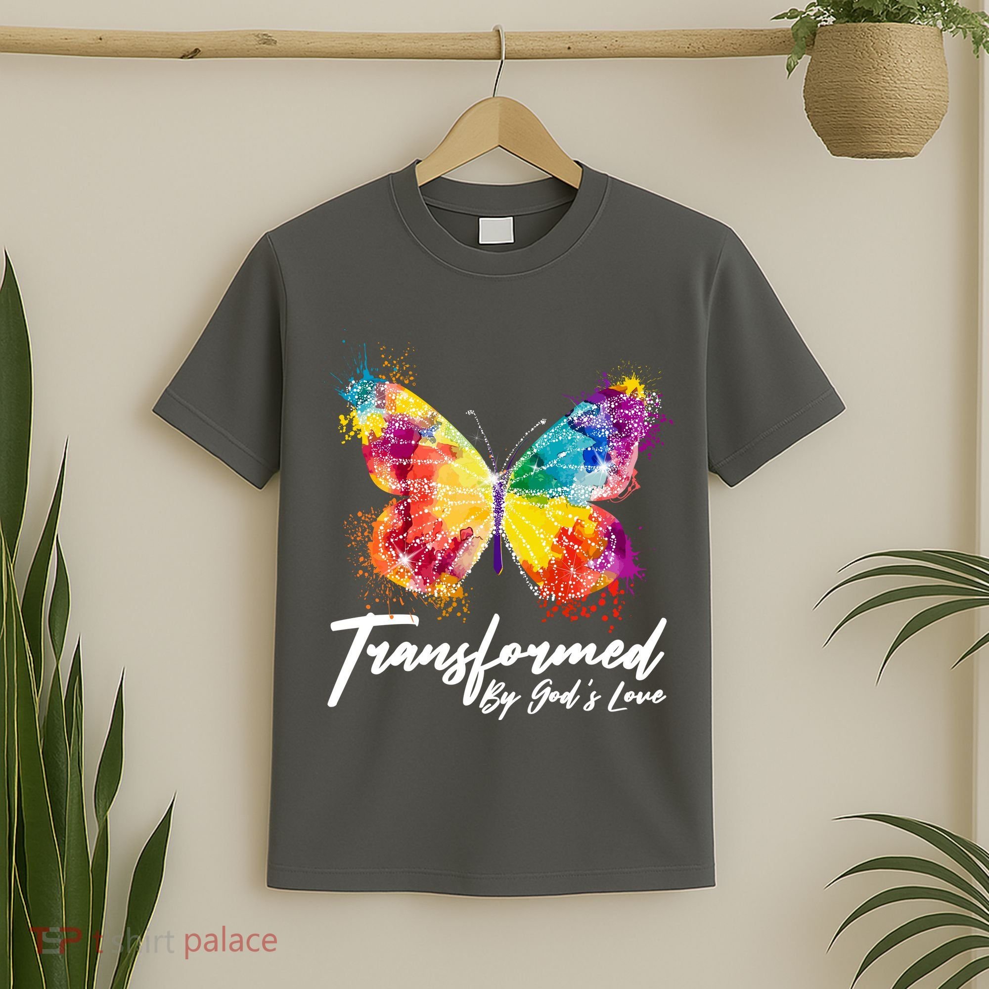 Transformed By Gods Love Painted Butterfly T-Shirt