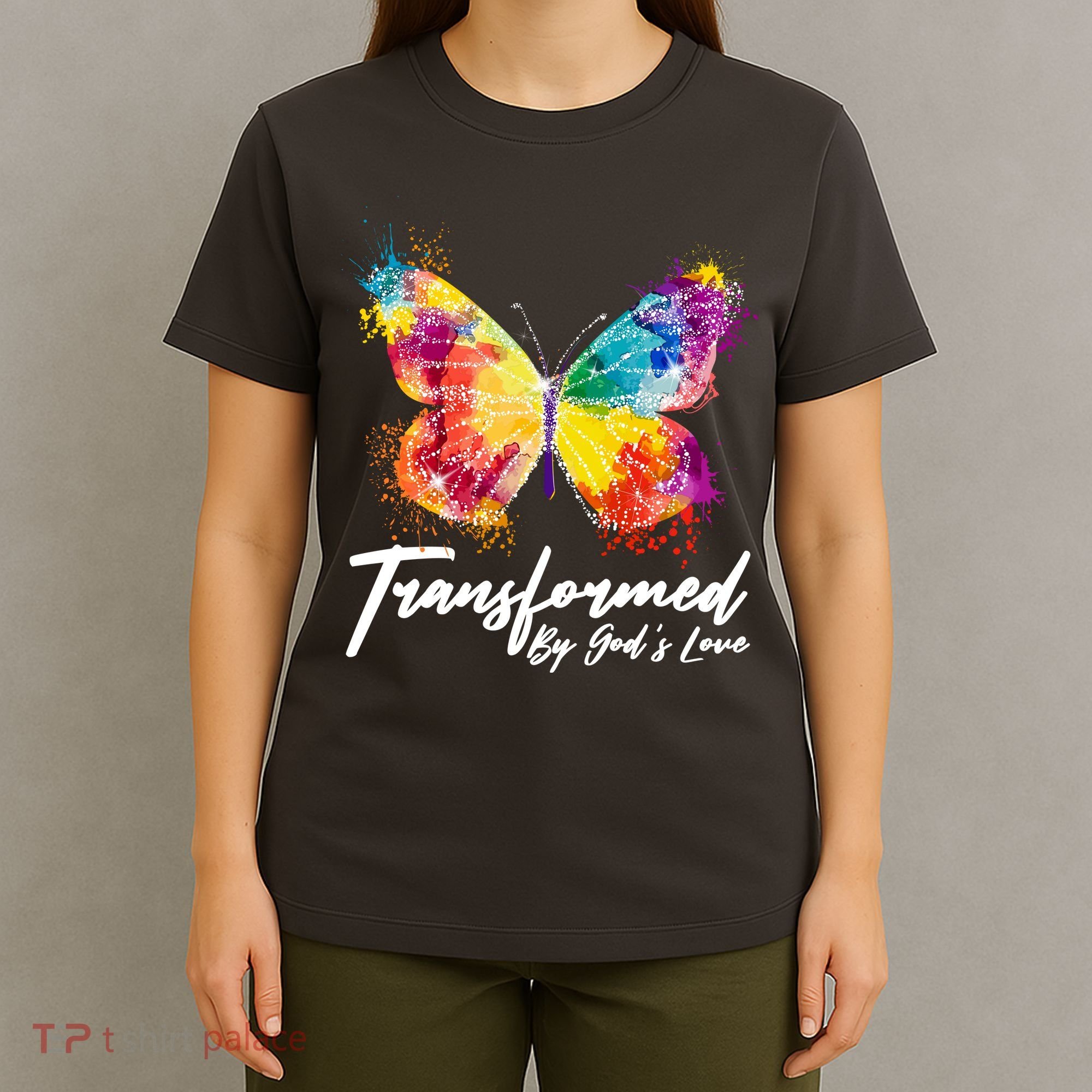 Transformed By Gods Love Painted Butterfly T-Shirt