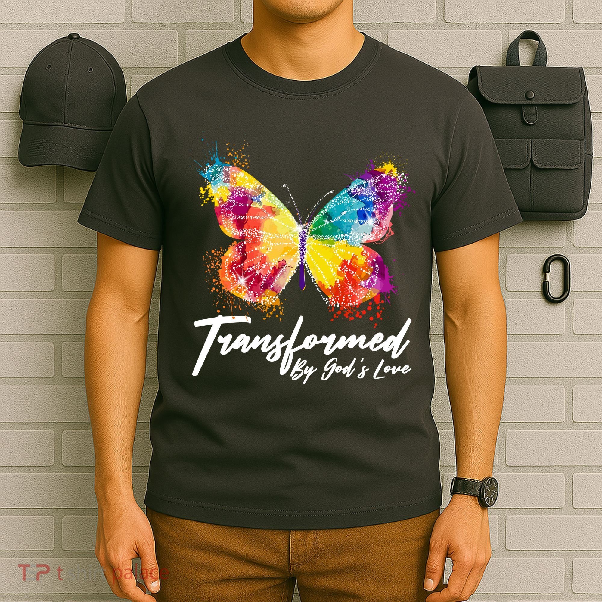 Transformed By Gods Love Painted Butterfly T-Shirt