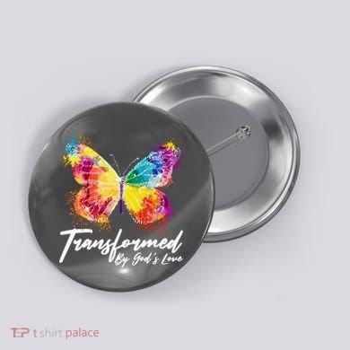 Transformed By Gods Love Painted Butterfly Button