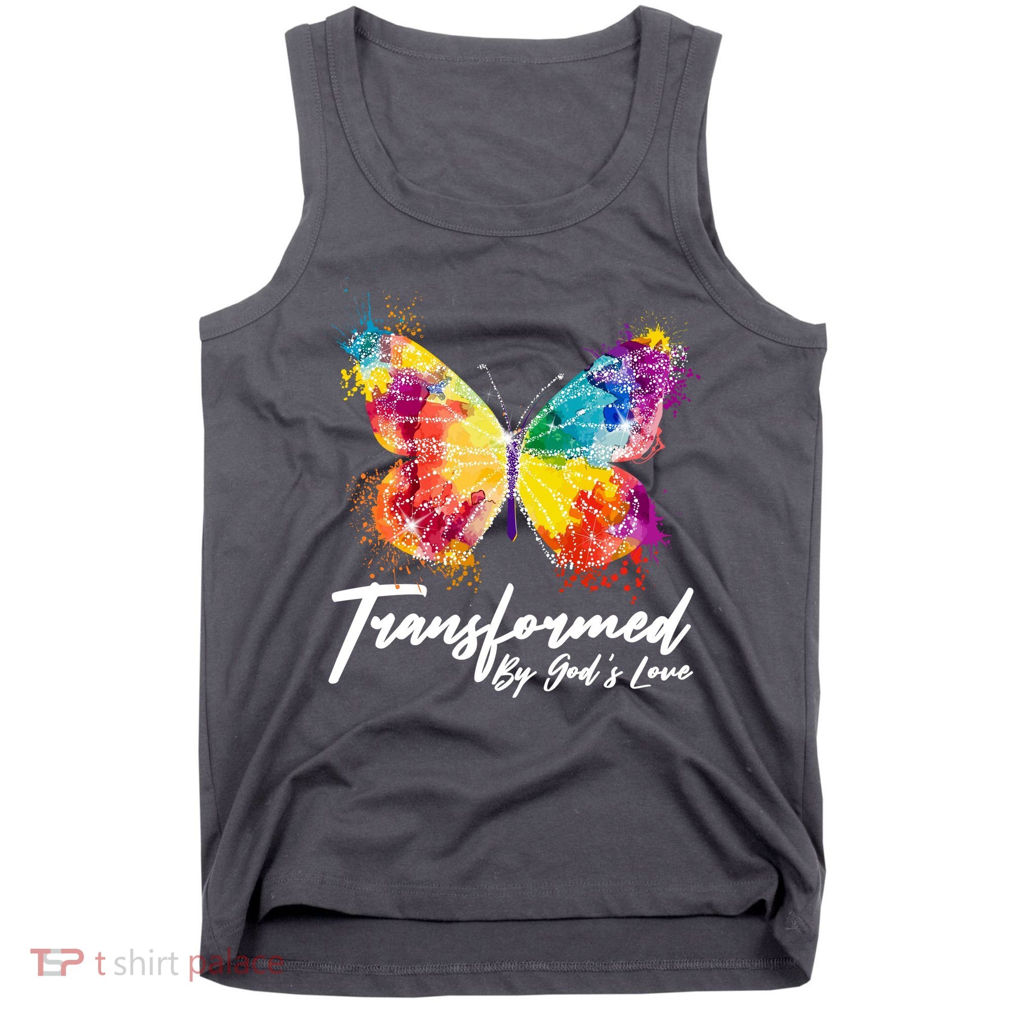 Transformed By Gods Love Painted Butterfly Tank Top