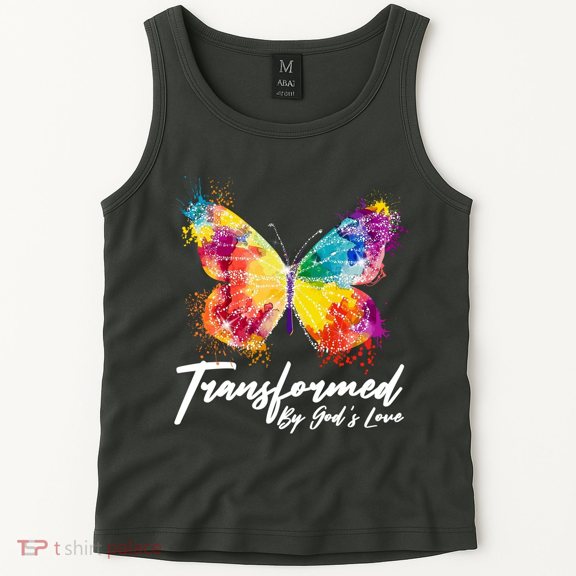 Transformed By Gods Love Painted Butterfly Tank Top
