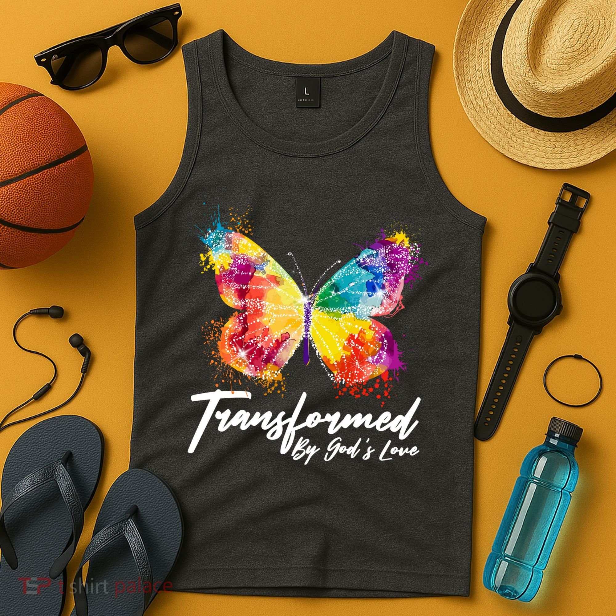 Transformed By Gods Love Painted Butterfly Tank Top