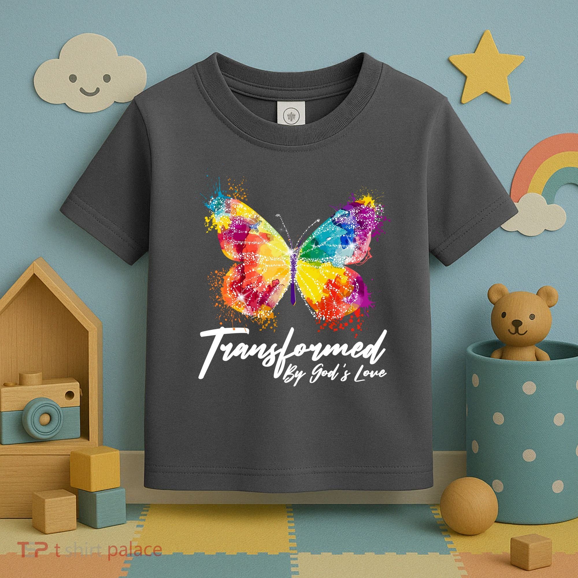 Transformed By Gods Love Painted Butterfly Toddler T-Shirt