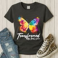 Transformed By Gods Love Painted Butterfly Women's T-Shirt thumb 3