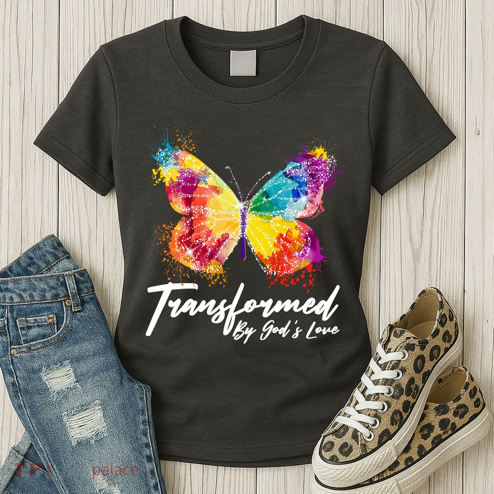 Transformed By Gods Love Painted Butterfly Women's T-Shirt