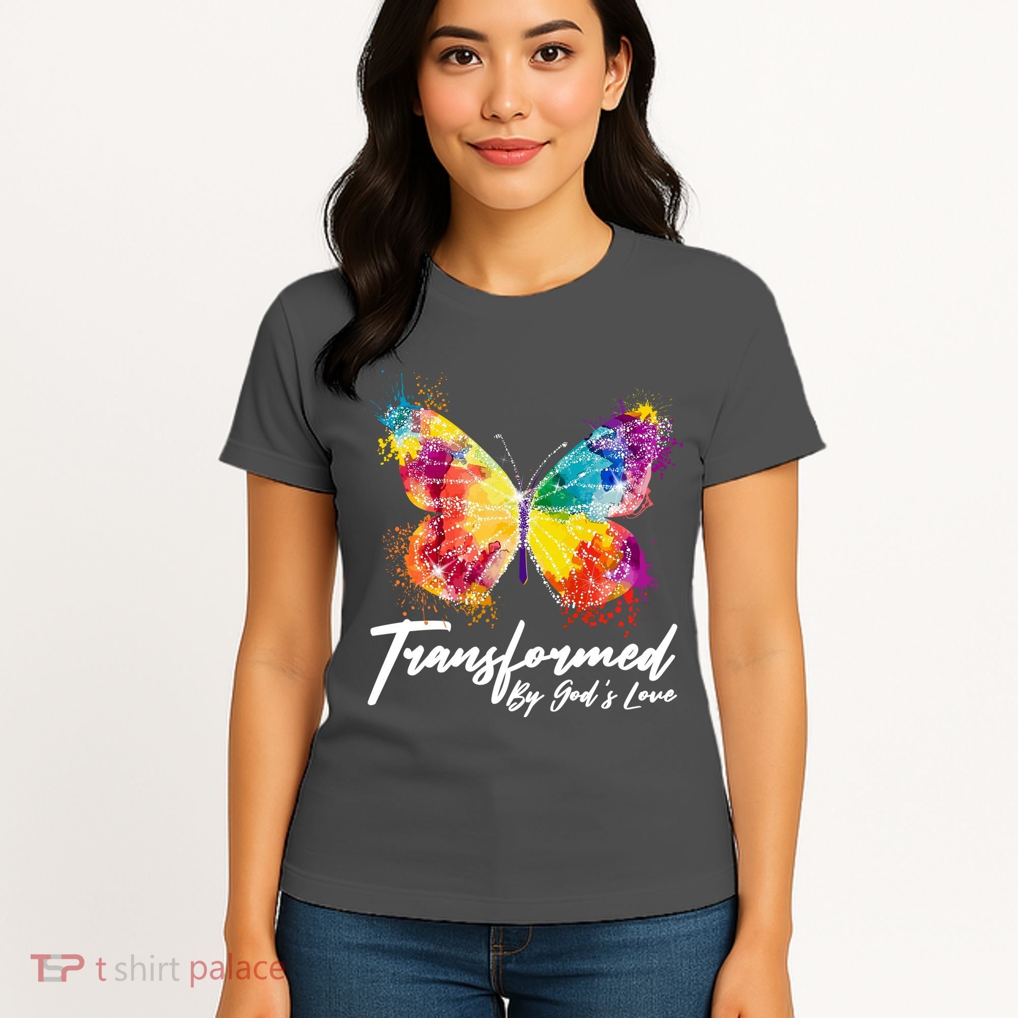 Transformed By Gods Love Painted Butterfly Women's T-Shirt