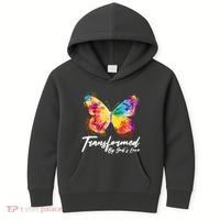 Transformed By Gods Love Painted Butterfly Kids Hoodie thumb 0