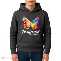 Transformed By Gods Love Painted Butterfly Kids Hoodie thumb 4