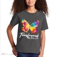 Transformed By Gods Love Painted Butterfly Kids T-Shirt thumb 2