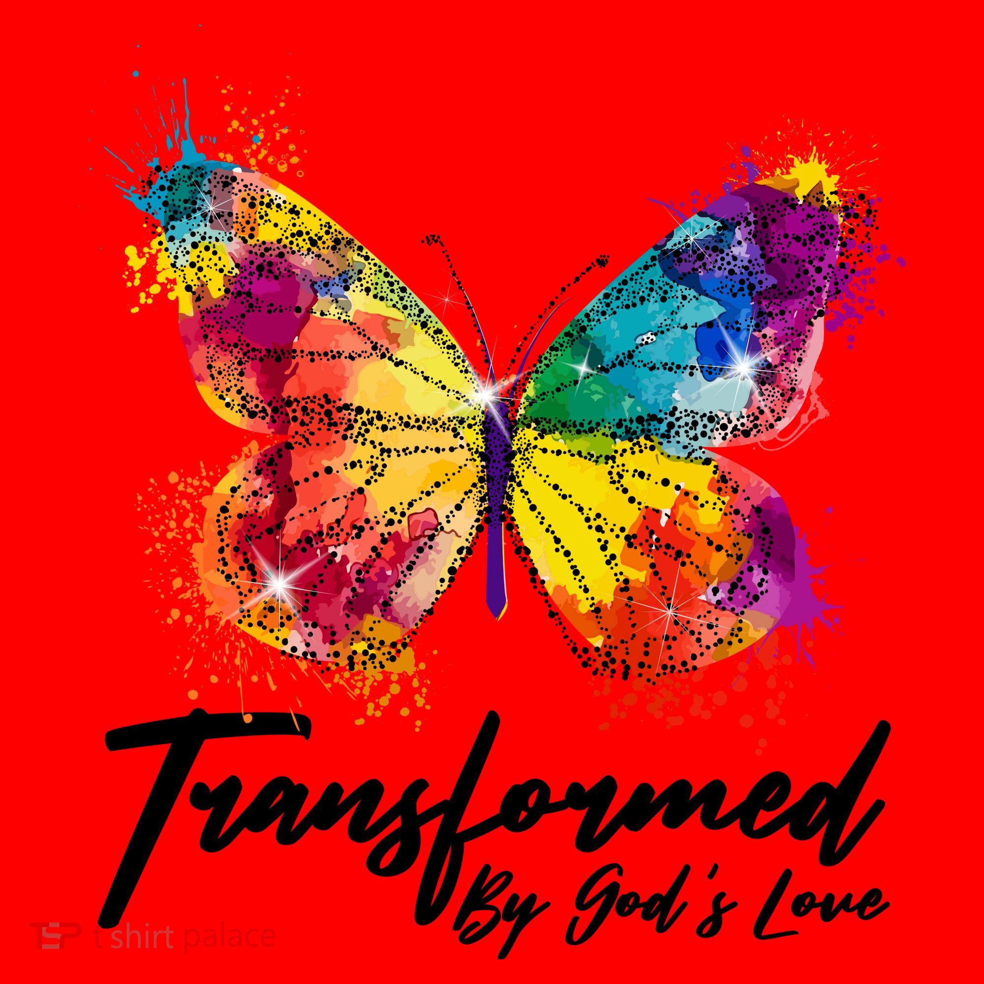 Transformed By Gods Love Painted Butterfly Santa Hat