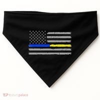 Thin Blue Gold Line 911 Police Dispatcher USA-Made Doggie Bandana thumb 0