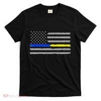 Thin Blue Gold Line 911 Police Dispatcher T-Shirt thumb 0