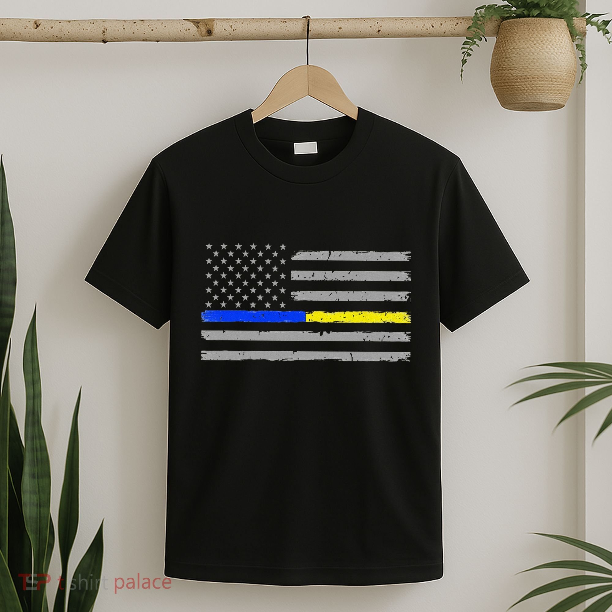 Thin Blue Gold Line 911 Police Dispatcher T-Shirt