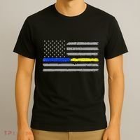 Thin Blue Gold Line 911 Police Dispatcher T-Shirt thumb 3