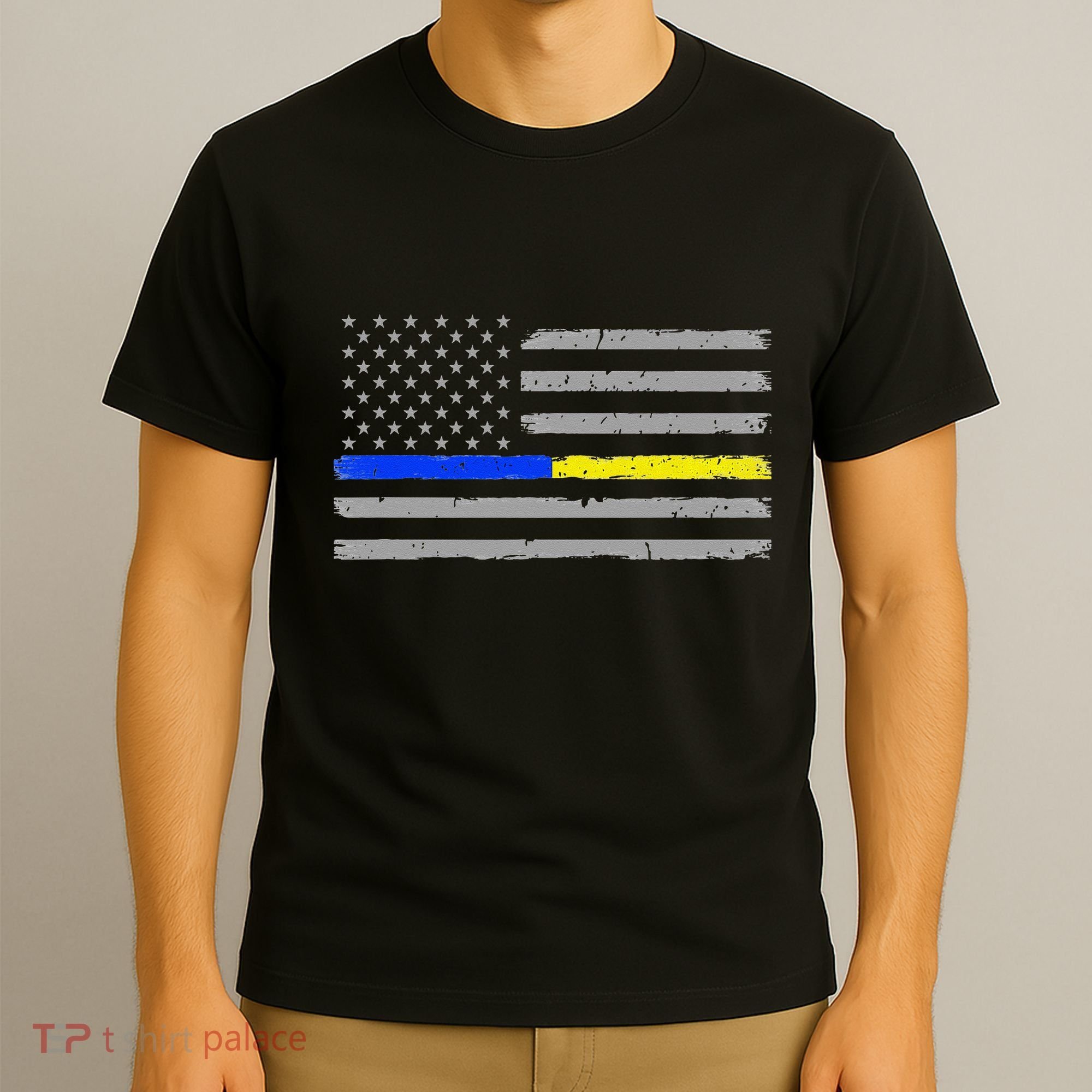 Thin Blue Gold Line 911 Police Dispatcher T-Shirt