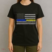 Thin Blue Gold Line 911 Police Dispatcher T-Shirt thumb 4