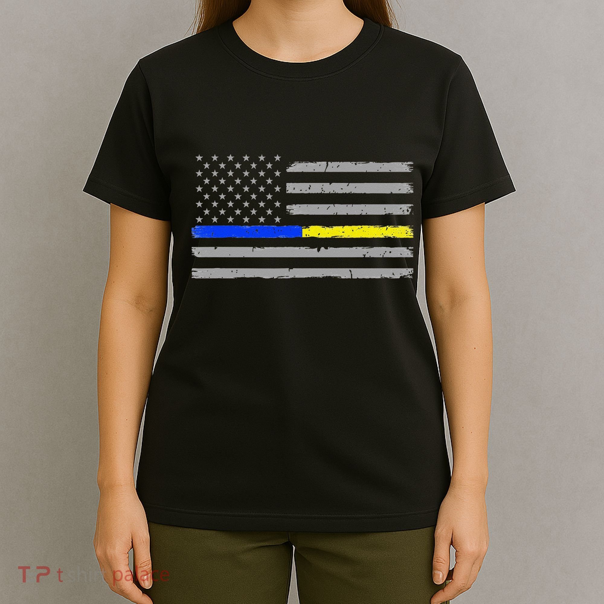 Thin Blue Gold Line 911 Police Dispatcher T-Shirt