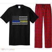 Thin Blue Gold Line 911 Police Dispatcher Pajama Set thumb 0