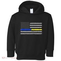 Thin Blue Gold Line 911 Police Dispatcher Toddler Hoodie thumb 0