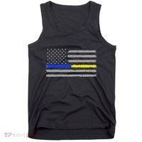 Thin Blue Gold Line 911 Police Dispatcher Tank Top thumb 0