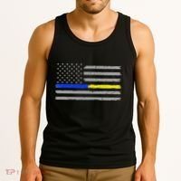 Thin Blue Gold Line 911 Police Dispatcher Tank Top thumb 3