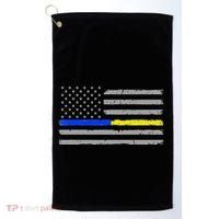 Thin Blue Gold Line 911 Police Dispatcher Golf Towel thumb 0