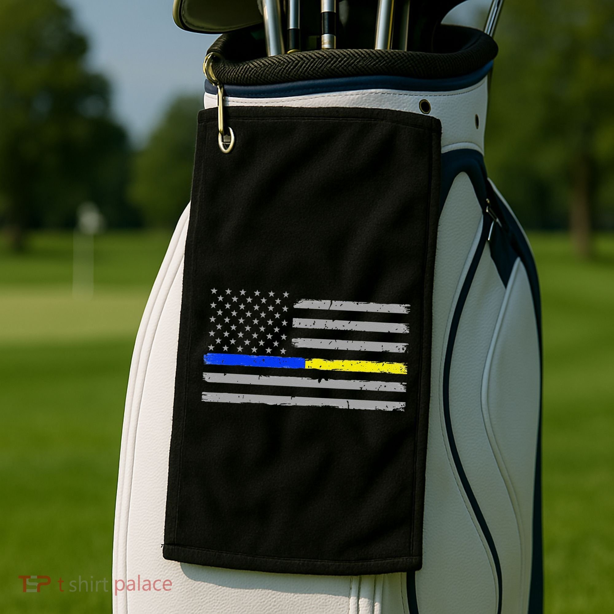 Thin Blue Gold Line 911 Police Dispatcher Golf Towel