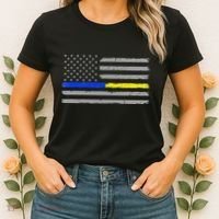 Thin Blue Gold Line 911 Police Dispatcher Women's T-Shirt thumb 2