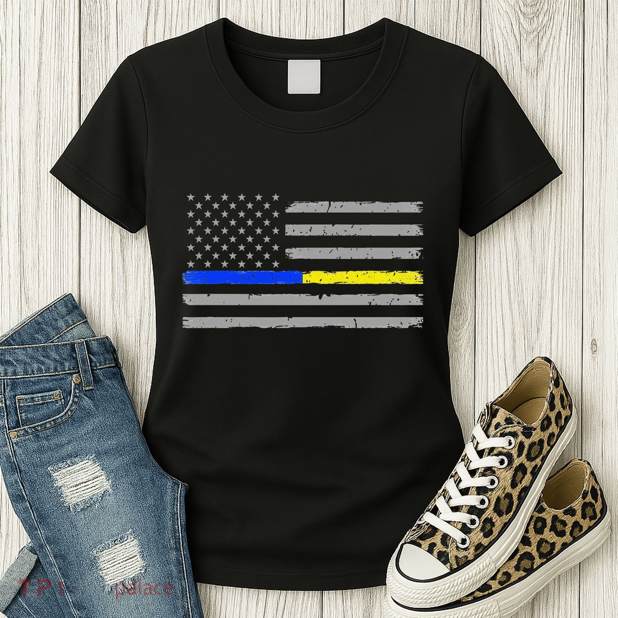 Thin Blue Gold Line 911 Police Dispatcher Women's T-Shirt